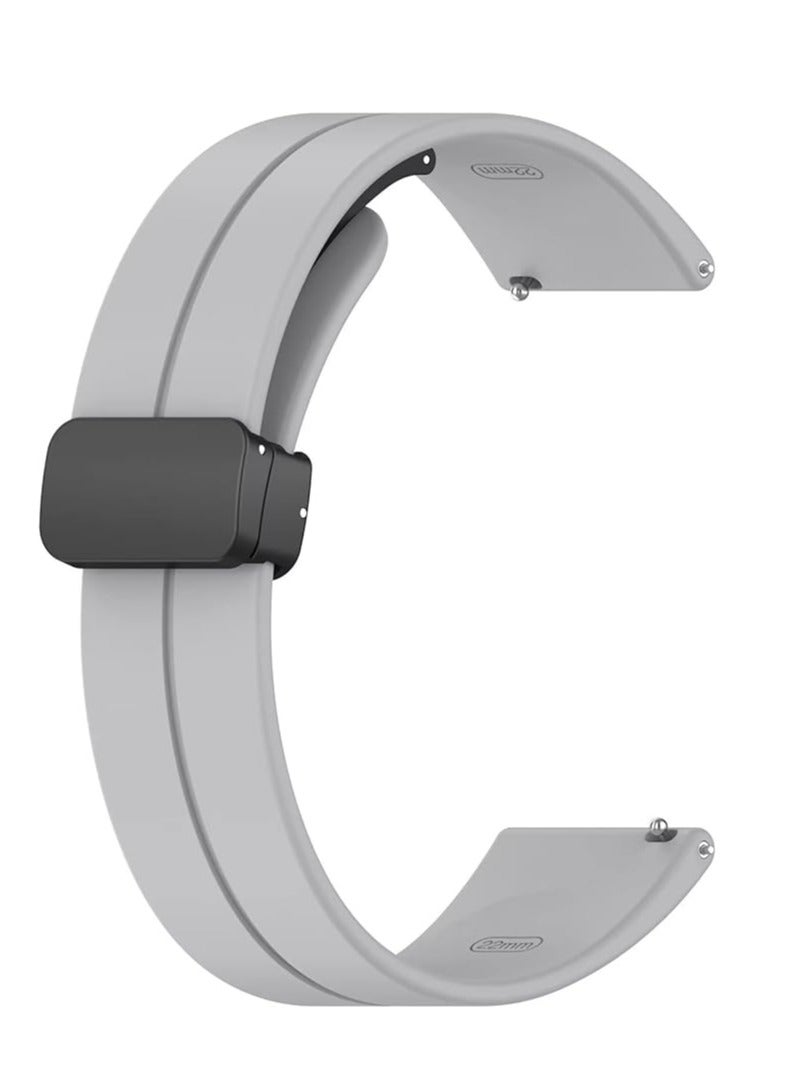 22mm Magnetic Buckle Silicone Watch Band Compatible with 22 mm Strap for CMF by Nothing Watch Pro 2 Smartwatch 1.32 inches - (Only Strap) GREY - Image 1