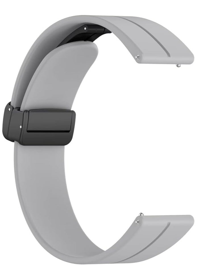 22mm Magnetic Buckle Silicone Watch Band Compatible with 22 mm Strap for CMF by Nothing Watch Pro 2 Smartwatch 1.32 inches - (Only Strap) GREY - Image 3