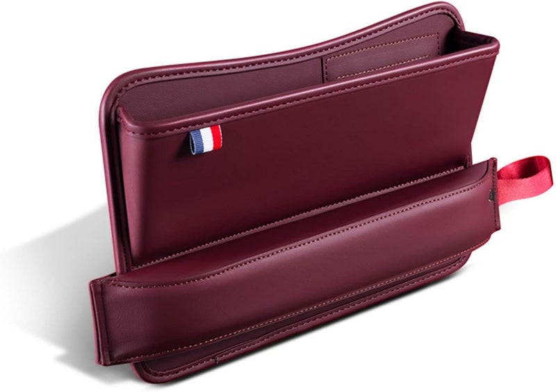 JDLYEVER Car Seat Gap Storage Box, Leather Car Storage Box Seat Gap Storage Box Car Decorative Supplies Sundries Storage Box Grid, Card Slot Fill The Gap Expandable Storage Easy Install (red) - Image 1