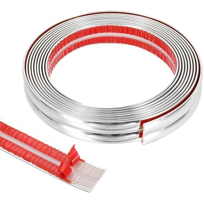 WALL CORNER PROTECTOR TRIM MOLDING, PEEL AND STICK MOLDING TRIM PVC SELF ADHESIVE WALL CORNER GUARDS EDGE PROTECTOR FOR WALL EDGE CORNER, 0.79INCH X 9.8FT SILVER TONE - Image 1