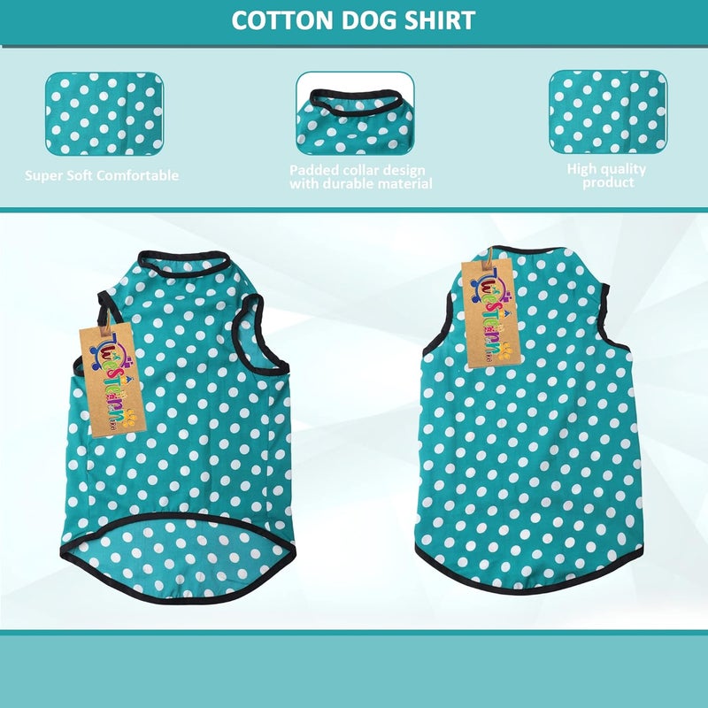 Western Era Funky Soft Cotton Dog T-Shirt | Comfortable & Breathable Dog Clothing | Sleeveless Vest Puppy Outfit |(Polka Sky Blue) (XSmall - 12inches) - Image 4