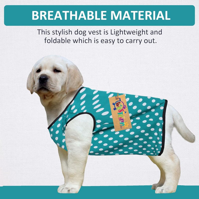 Western Era Funky Soft Cotton Dog T-Shirt | Comfortable & Breathable Dog Clothing | Sleeveless Vest Puppy Outfit |(Polka Sky Blue) (XSmall - 12inches) - Image 2