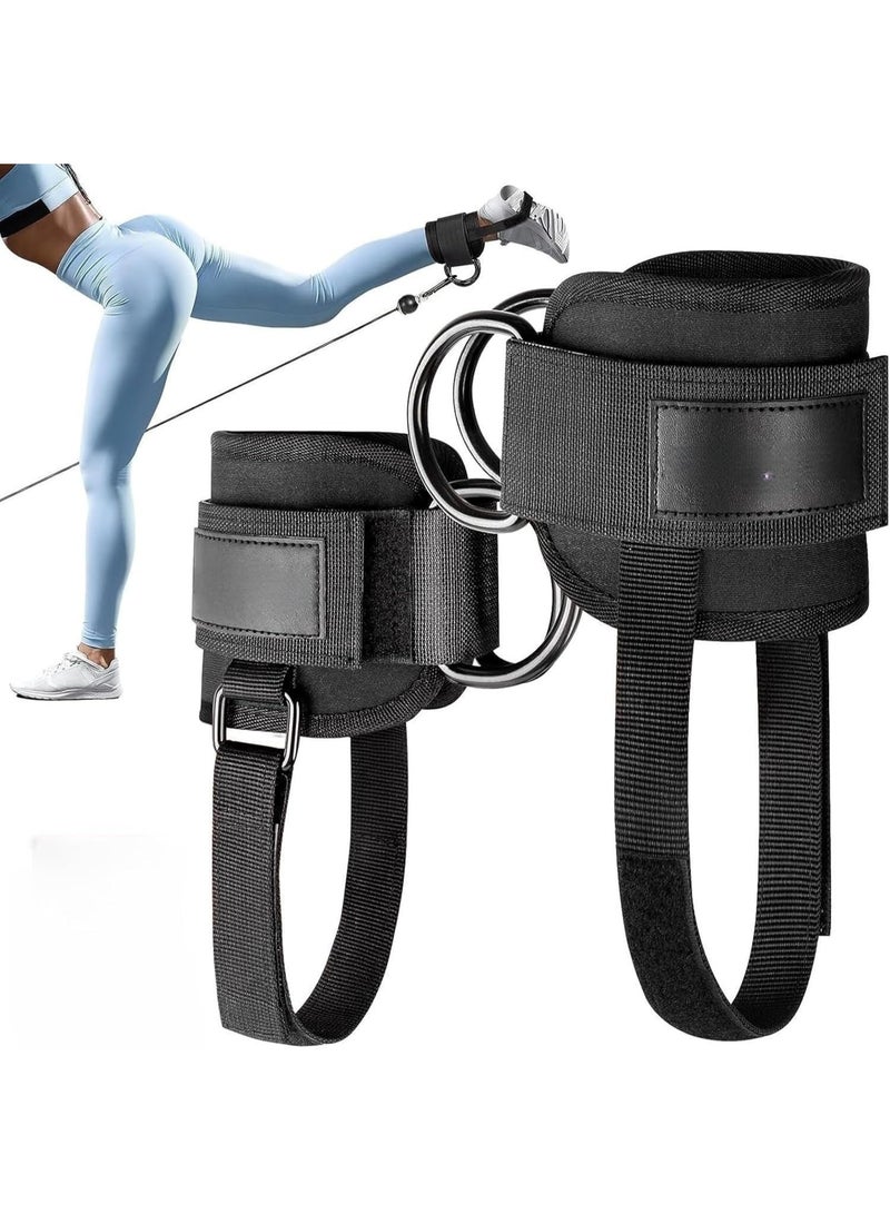 دي إم جي تك أحزمة كاحل رياضية لأجهزة الكابلات، قطعتان من أساور الكاحل المبطنة والمريحة لتمارين ركلات الساق للخلف، مزودة بحلقة مزدوجة على شكل حرف D، لتمارين تمديد الساق، وتمارين عضلات المؤخرة، وتمارين ثني الذراعين، وتمارين عضلات الورك للرجال والنساء - Image 1