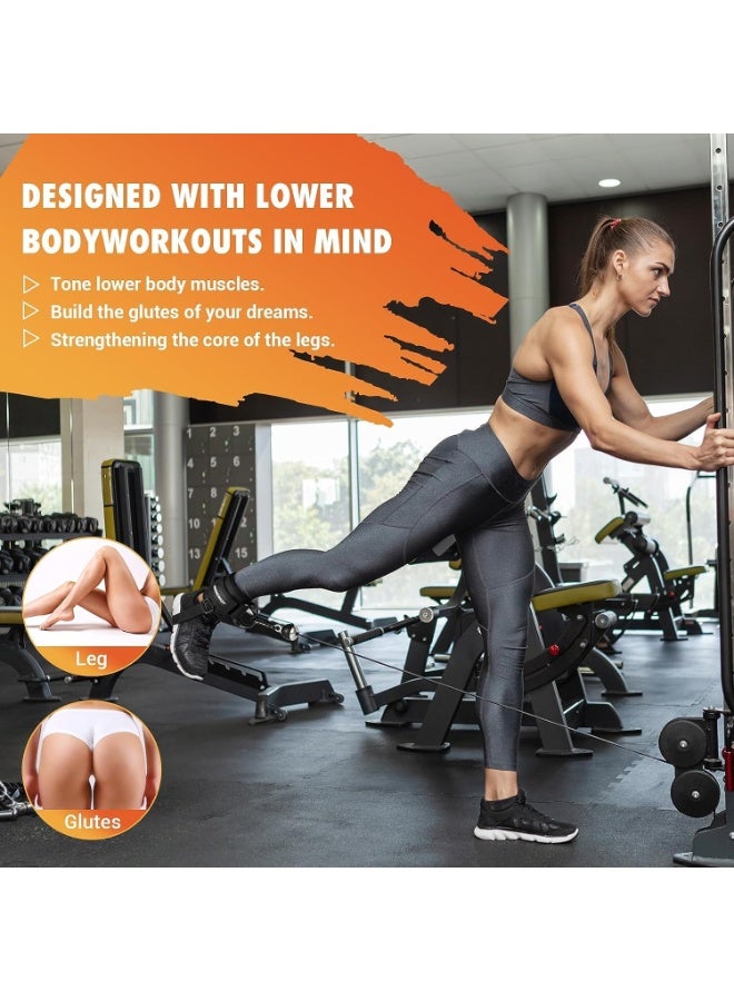 دي إم جي تك أحزمة كاحل رياضية لأجهزة الكابلات، قطعتان من أساور الكاحل المبطنة والمريحة لتمارين ركلات الساق للخلف، مزودة بحلقة مزدوجة على شكل حرف D، لتمارين تمديد الساق، وتمارين عضلات المؤخرة، وتمارين ثني الذراعين، وتمارين عضلات الورك للرجال والنساء - Image 3