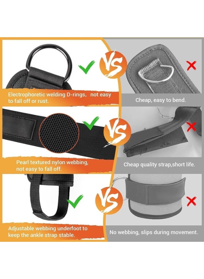 دي إم جي تك أحزمة كاحل رياضية لأجهزة الكابلات، قطعتان من أساور الكاحل المبطنة والمريحة لتمارين ركلات الساق للخلف، مزودة بحلقة مزدوجة على شكل حرف D، لتمارين تمديد الساق، وتمارين عضلات المؤخرة، وتمارين ثني الذراعين، وتمارين عضلات الورك للرجال والنساء - Image 4