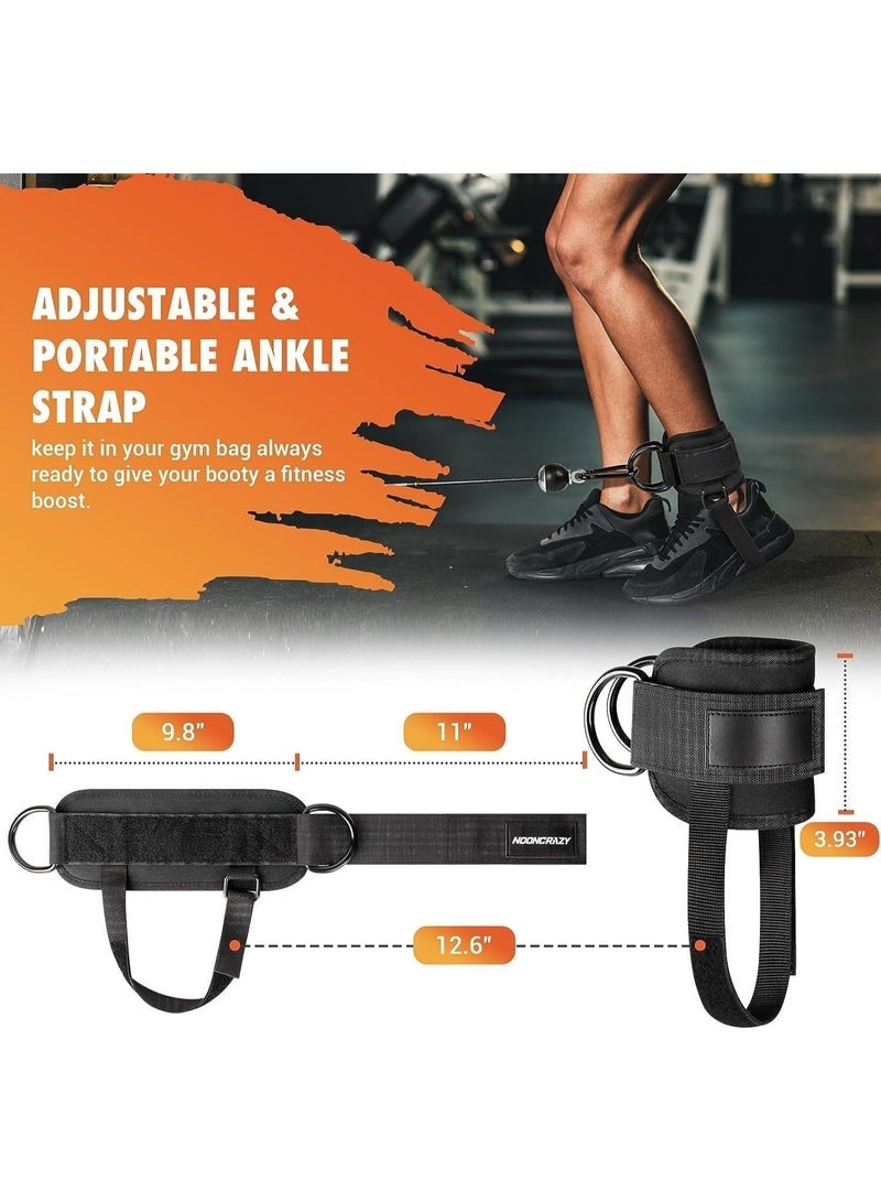 دي إم جي تك أحزمة كاحل رياضية لأجهزة الكابلات، قطعتان من أساور الكاحل المبطنة والمريحة لتمارين ركلات الساق للخلف، مزودة بحلقة مزدوجة على شكل حرف D، لتمارين تمديد الساق، وتمارين عضلات المؤخرة، وتمارين ثني الذراعين، وتمارين عضلات الورك للرجال والنساء - Image 2