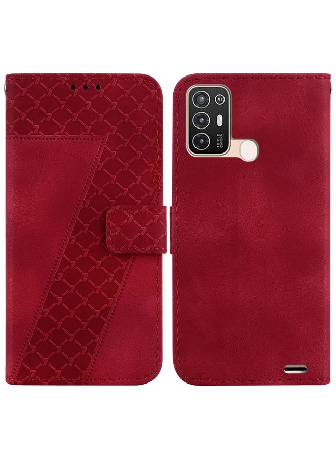 Case For ZTE Blade A52 7-shaped Embossed Leather Phone Case