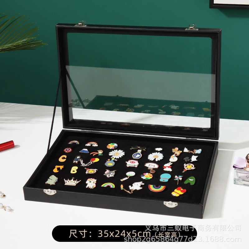 Metal Badge Storage Box Transparent Dustproof Cartoon Medal Jewelry Box Large Capacity Brooch Medal Display Box - Image 1