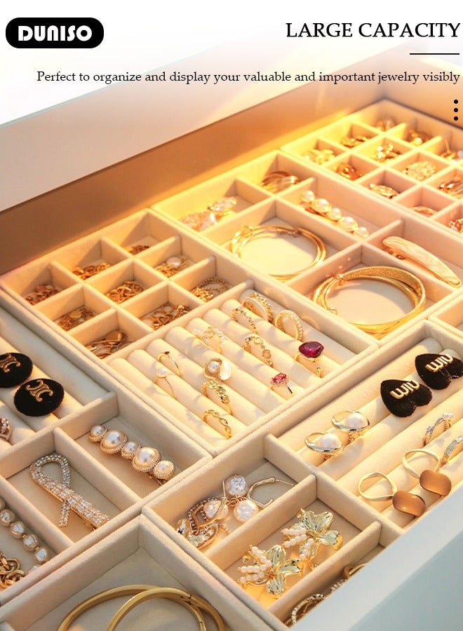 DUNISO Stackable Jewelry Trays Organizer, Closet Drawer Accessories Tray Set of 6 Drawer Organizer for Earring, Ring, Gadgets & Cosmetics, Display Organizer Necklace Storage Showcase Bracelet Removable Tray  - Image 5