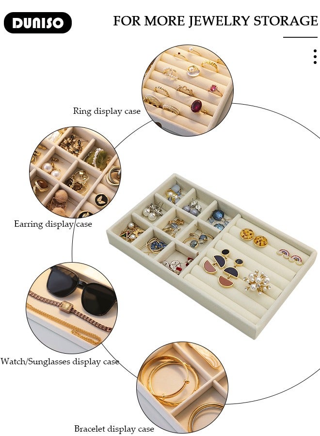 DUNISO Stackable Jewelry Trays Organizer, Closet Drawer Accessories Tray Set of 6 Drawer Organizer for Earring, Ring, Gadgets & Cosmetics, Display Organizer Necklace Storage Showcase Bracelet Removable Tray  - Image 2