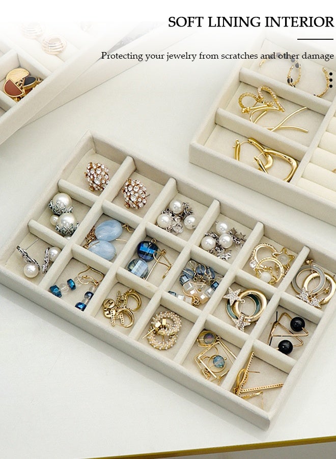 DUNISO Stackable Jewelry Trays Organizer, Closet Drawer Accessories Tray Set of 6 Drawer Organizer for Earring, Ring, Gadgets & Cosmetics, Display Organizer Necklace Storage Showcase Bracelet Removable Tray - Image 2