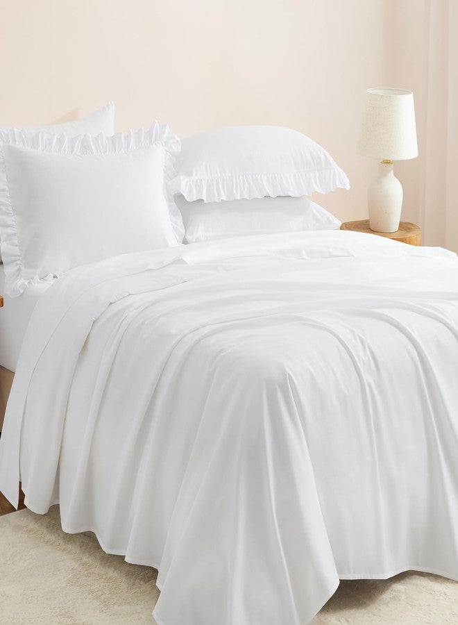 Horbaunal طقم أغطية وسائد هورباونال أبيض مكشكش، قطعتان، مقاس 26 بوصة × 26 بوصة، أغطية وسائد مربعة مكشكشة، مصنوعة من ألياف دقيقة فائقة النعومة، أغطية وسائد مزينة بشراشيب مكشكشة، أغطية وسائد بتصميم شابي شيك - Image 4