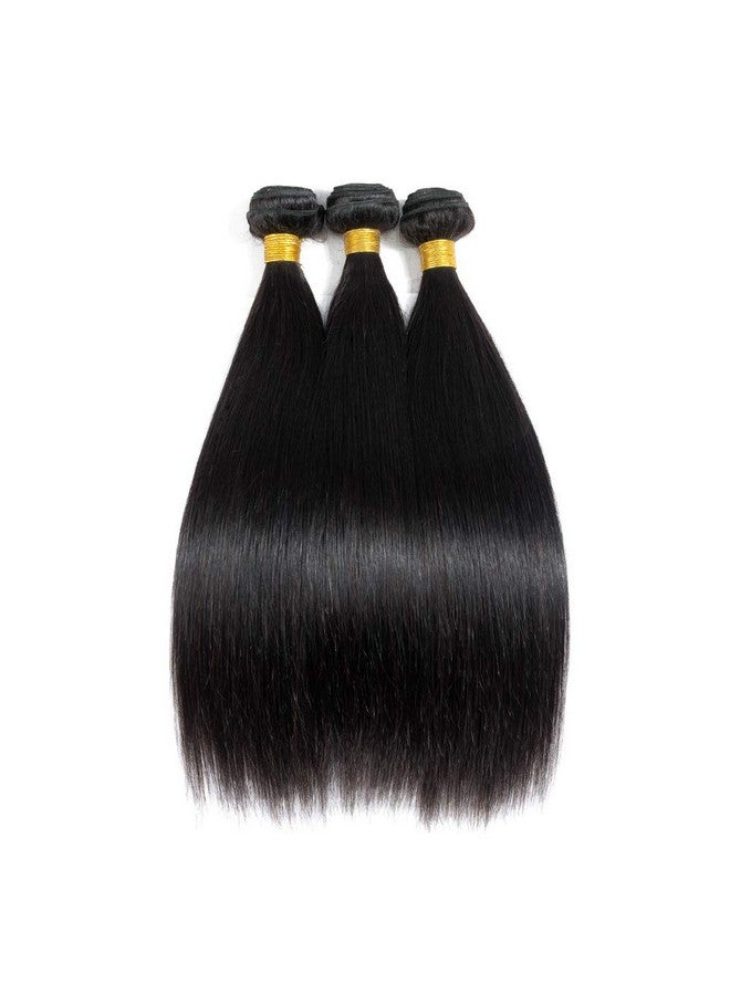 FASHION VILA Brazilian Virgin Straight Hair 3 Bundles 12 12 12 Inch 100% Unprocessed Virgin Remy Hair Straight Human Hair Bundles Natural Black Bundles Weave Hair Extensions For Black Women - Image 1