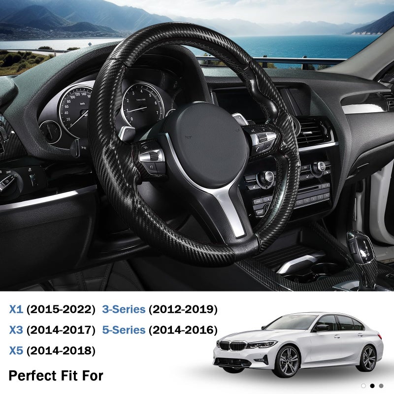 Aotoyou Steering Wheel Cover for BMW X3(2014-2017) X5(2014-2018) 3 Series(2012-2019) 5 Series(2014-2016) 328i 320i 330i 325i 528i 535i 530i 540i M3 2 4 6 Series X4 X6 M2 M4 M5 M6 Accessories (Matte Black) - Image 3
