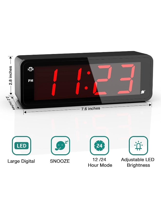 KWANWA Alarm Clock Large Display 18 LED Numbers Adjustable Led Brightness Battery Operated 1224Hr Snooze Clearly Visible Day and Night Loud Alarm Clock for Heavy Sleepers Adults - Image 5