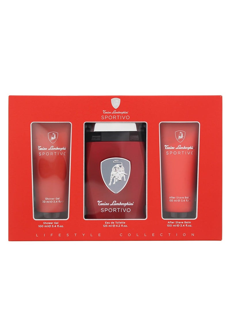 Tonino Lamborghini Tonino Lamborghini Sportivo M EDT 125 Ml+Shower Gel 100 Ml+After Shave 100 Ml Set  - Image 1