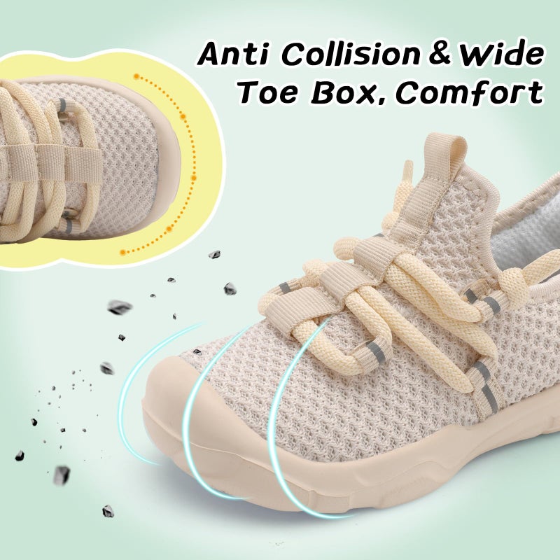 Centipede Demon Toddler Shoes Boys Girls Barefoot Shoes Kids Baby Breathable Walking Running Shoe Slip on Sneakers Lightweight Outdoor Athletic Tennis Shoe 5.5 Toddler Beige - Image 4