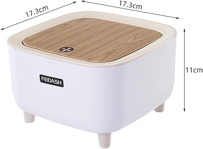 Brikipth Desktop Trash Can Rubbish Can with Lid Fruit Trash Can Tiny Trash Can Plsatic Trash Can Bathroom Trash Cans with Lids Wastebaskets Table Office Trash Paper White Pp Pressure - Image 4