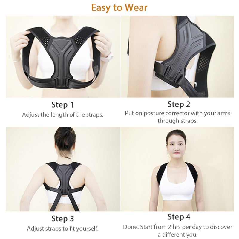 Posture Corrector: XL Black, Adjustable Comfortable Breathable Fabric - Stable Durable Spine Alignment for Unisex Neck Back Shoulder Pain Relief, Focus & Confidence Boost - Image 5