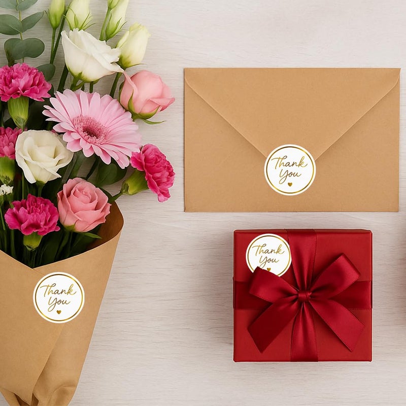 FEELOVE 1.5" Gold Thank You Stickers, 200 Pcs Self-Adhesive Envelope Seals Sticker for Packaging, Small Business, Wedding, Party - Image 2