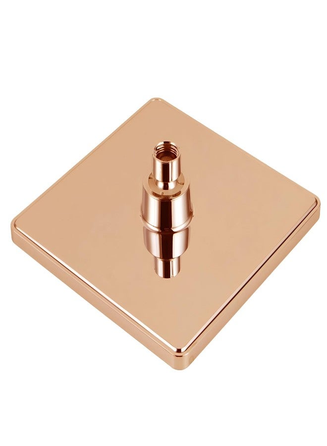 CARNIVAL Heavy Rose Gold Square 8x8 Inch Overhead Shower Set with Arm & Wall Flange | SS-304 Rainfall Shower Head for Bathroom | Premium PVD Coated Finish with Arm | Stainless Steel - Image 3