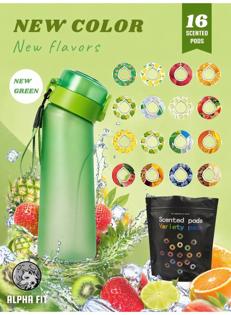 Alpha Fit PRO 750ml Premium Matte Water Bottle Bundle with 19 Flavor Pods – Includes 1 Bottle, 3 Starter Pods & 16 Extra Pods, Leak-Proof BPA-Free Flavored Water Bottle Compatible with Air Up Pods - Image 1