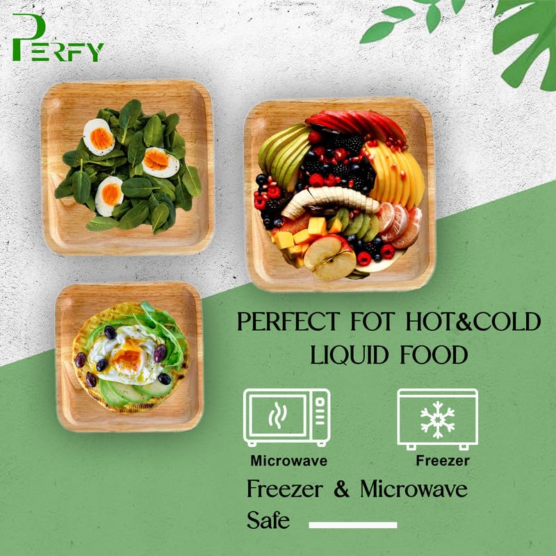 Perfy 8 Inch Areca Palm Leaf Square Plates Natural and Biodegradable Disposable EcoFriendly PlatesDinnerware Plate for Party Wedding Event Plates21cm 100Pack - Image 5