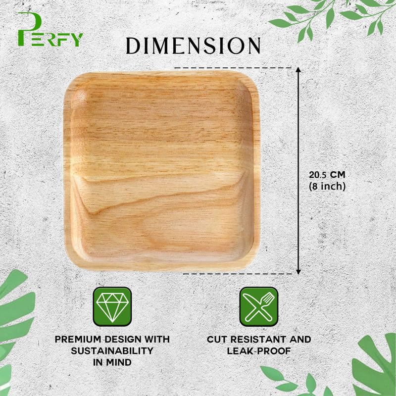 Perfy 8 Inch Areca Palm Leaf Square Plates Natural and Biodegradable Disposable EcoFriendly PlatesDinnerware Plate for Party Wedding Event Plates21cm 100Pack - Image 4