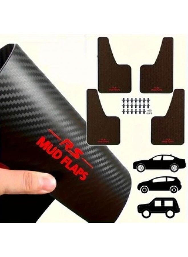 Black Carbon Fiber Effect Mud Flaps Front Rear Splash Guards Durable - Image 5