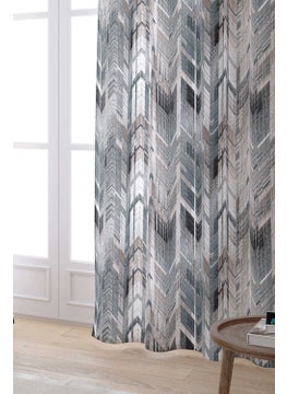 Cango Home White Gray Geometric Patterned Digital Printed Curtain CGH082-PR  - Image 2
