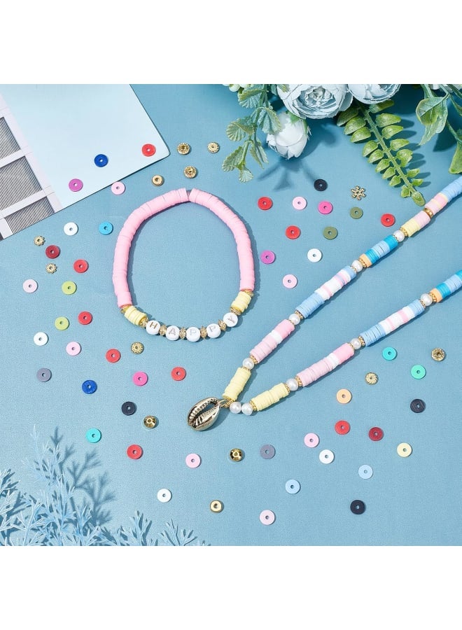 4500 قطعة من خرز طين البوليمر 6 مم من خرز قرص الفينيل 18 لونًا من خرز هيشي المسطح من السيليكون لحلق الصداقة في هاواي وقلادة سوار وقلادة صنع المجوهرات لسيرفر الصيف، فتحة 2 مم - Image 3