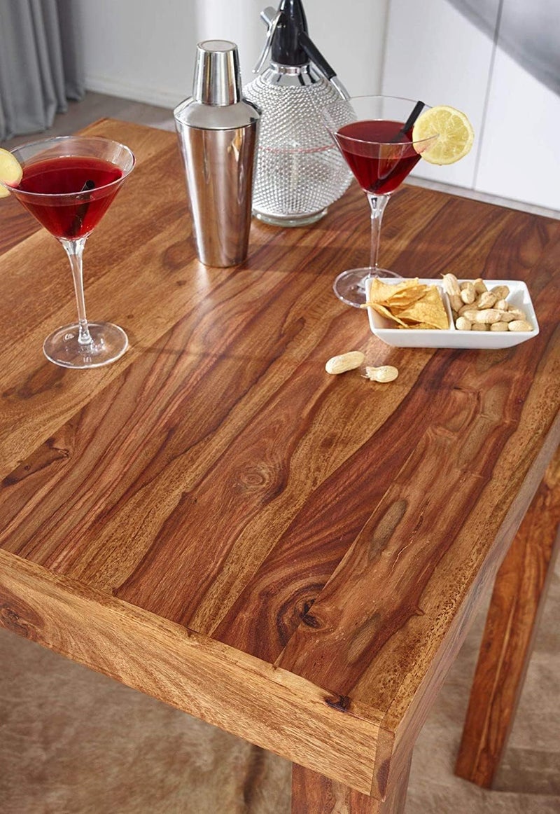 AMD ARTS Bar Table Solid Wood Bar Table Bar Table for Living Room and Modern Country House Style Wooden Standing Table Square Product Solid Wood Furniture Natural Brown