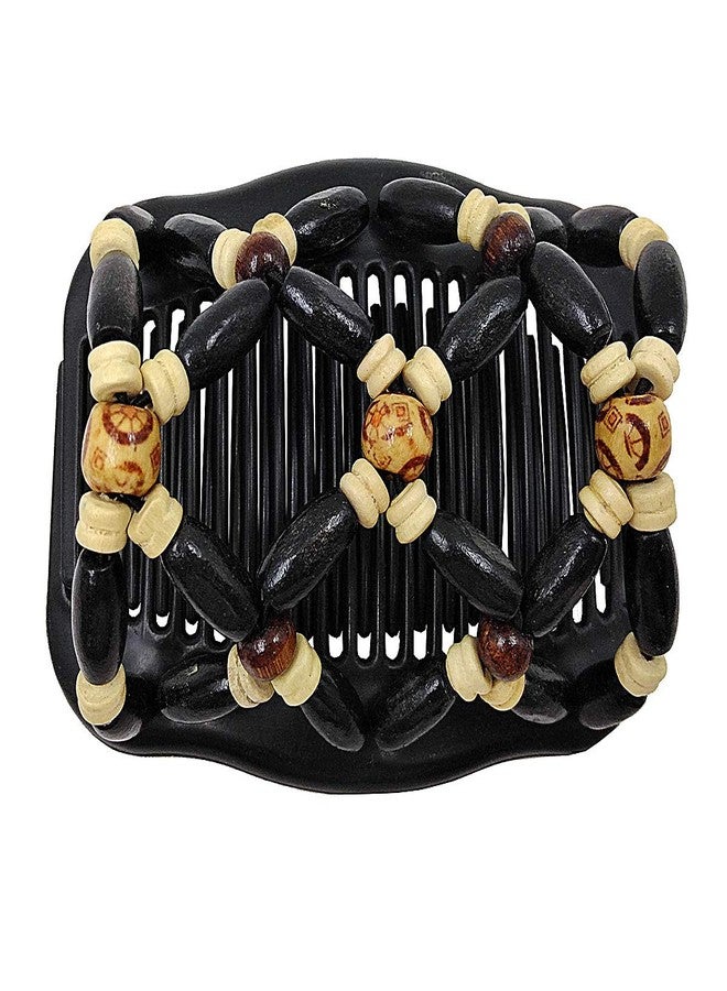 LOVEF 5 Pcs Magic Combs Wood Beaded Stretch Double Side Combs Clips Bun Maker Hair Accessories for Wowen Girls - Image 5