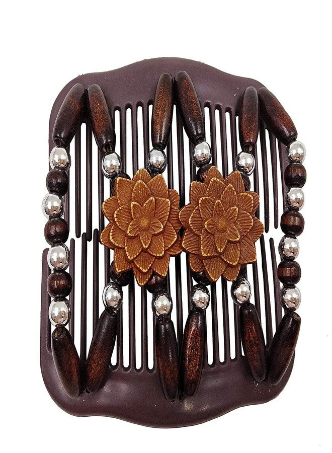 LOVEF 5 Pcs Magic Combs Wood Beaded Stretch Double Side Combs Clips Bun Maker Hair Accessories for Wowen Girls - Image 2