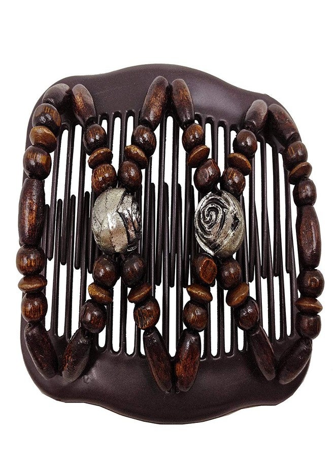 LOVEF 5 Pcs Magic Combs Wood Beaded Stretch Double Side Combs Clips Bun Maker Hair Accessories for Wowen Girls - Image 4