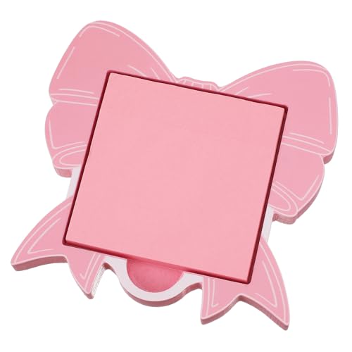 BrightRow Pink Bow Sticky Note Holder Large Wood Notepad Dispenser 3 x 3 Sticky Notes Organizer Cute Self Stick Memo Pad Holder for Desk Office Back to School Gift, No Pads Included - Image 1