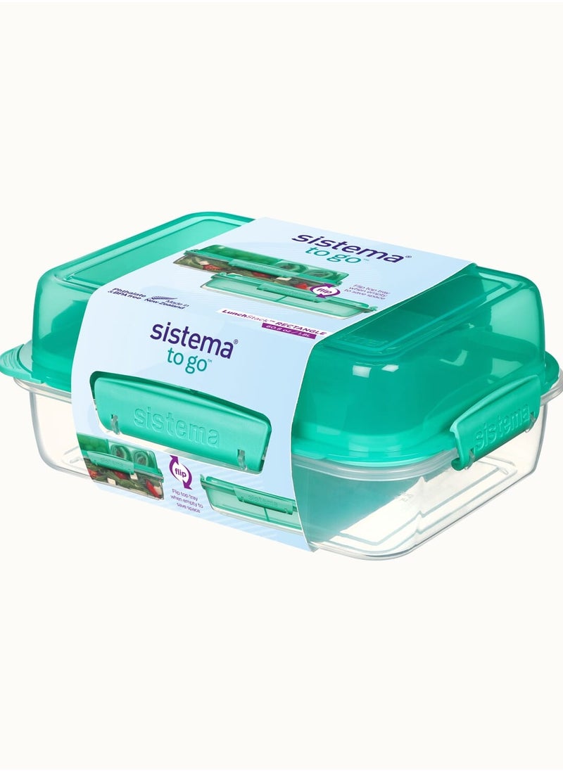 sistema - Sistema Lunch Stack Rectangle To Go Lunch Box: Portable Meal Organizer, Food Storage Solution, Meal Prep Container, Lunchbox with Compartments, Stackable Lunch Container  - 1.8 L - Image 1