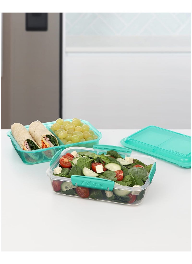 sistema - Sistema Lunch Stack Rectangle To Go Lunch Box: Portable Meal Organizer, Food Storage Solution, Meal Prep Container, Lunchbox with Compartments, Stackable Lunch Container  - 1.8 L - Image 1