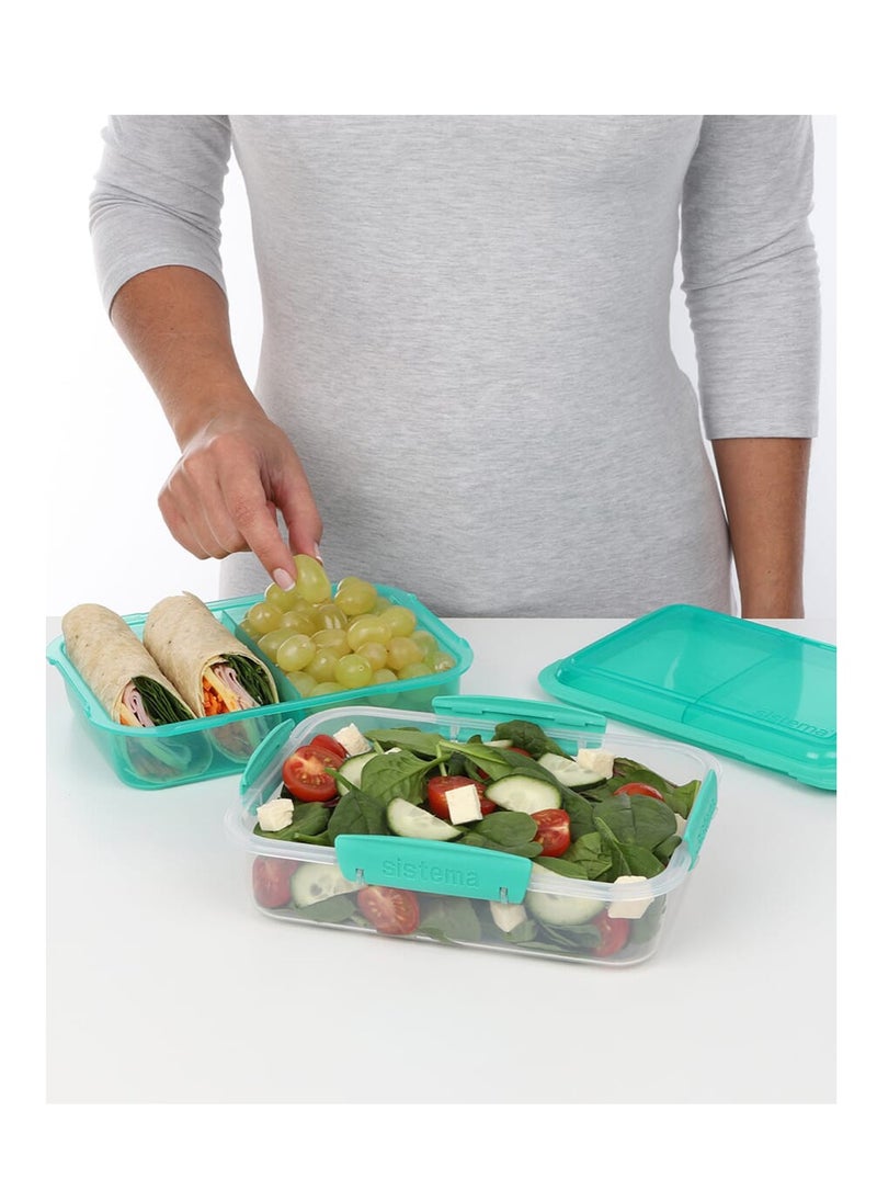 sistema - Sistema Lunch Stack Rectangle To Go Lunch Box: Portable Meal Organizer, Food Storage Solution, Meal Prep Container, Lunchbox with Compartments, Stackable Lunch Container  - 1.8 L - Image 1