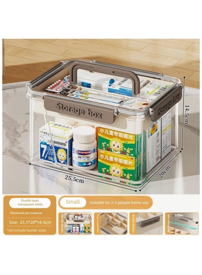 NANAO صندوق تخزين الأدوية مع مقابض - منظم حبوب بلاستيكي متعدد الطبقات بسعة كبيرة للمنزل والسفر والإسعافات الأولية | حقيبة إمدادات طبية منزلية للحبوب والأشياء المتنوعة وغرفة النوم (1 قطعة) (حجم صغير) - Image 2