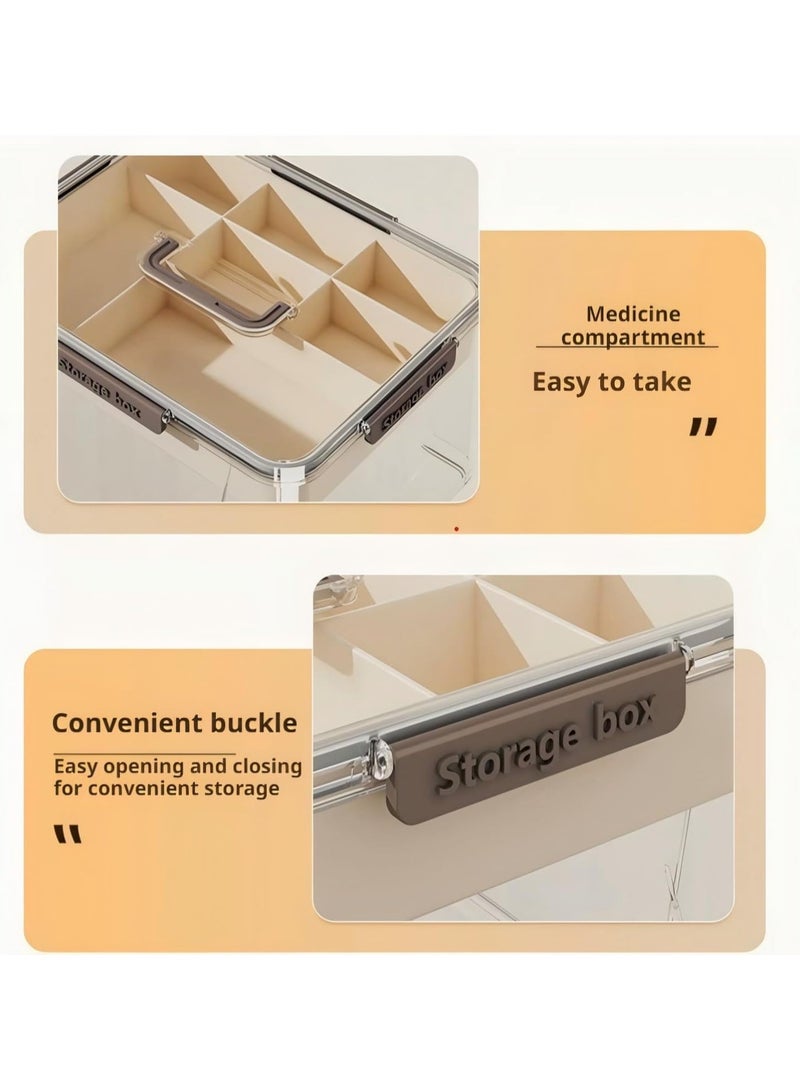 NANAO صندوق تخزين الأدوية مع مقابض - منظم حبوب بلاستيكي متعدد الطبقات بسعة كبيرة للمنزل والسفر والإسعافات الأولية | حقيبة إمدادات طبية منزلية للحبوب والأشياء المتنوعة وغرفة النوم (1 قطعة) (حجم صغير) - Image 5