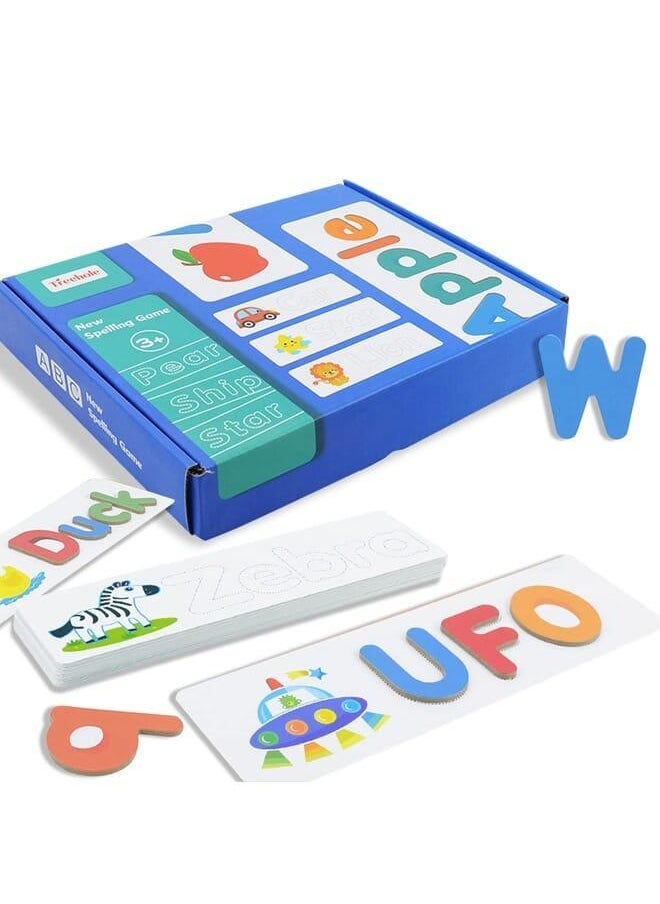 gaomin 2 Pcs Spelling Games for | Sight and Spelling Learning Toy | Develops Alphabet Words in Spelling, Letter Block, 33 Cards and 78 Letters 