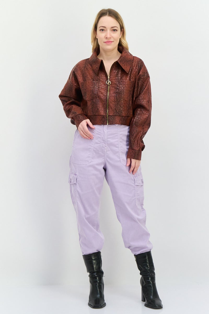 ODolls Women Snakeskin Motorcycle Jacket, Brown - Image 4