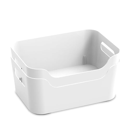 Radiant Storage Box and Organiser | Storage Organiser | Organizer Storage Box for Home & Kitchen | Durable Storage Basket & Plastic Basket for Storage (White, Pack of 2) - Image 1