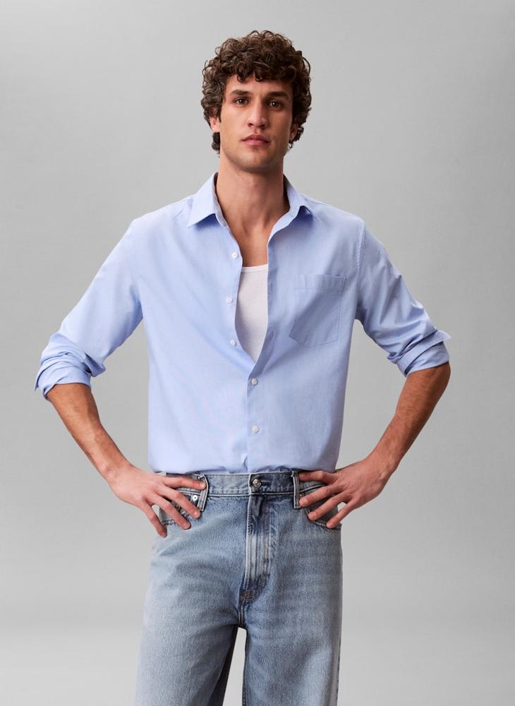 CALVIN KLEIN Cotton Poplin Classic Button-Down Shirt - Image 1