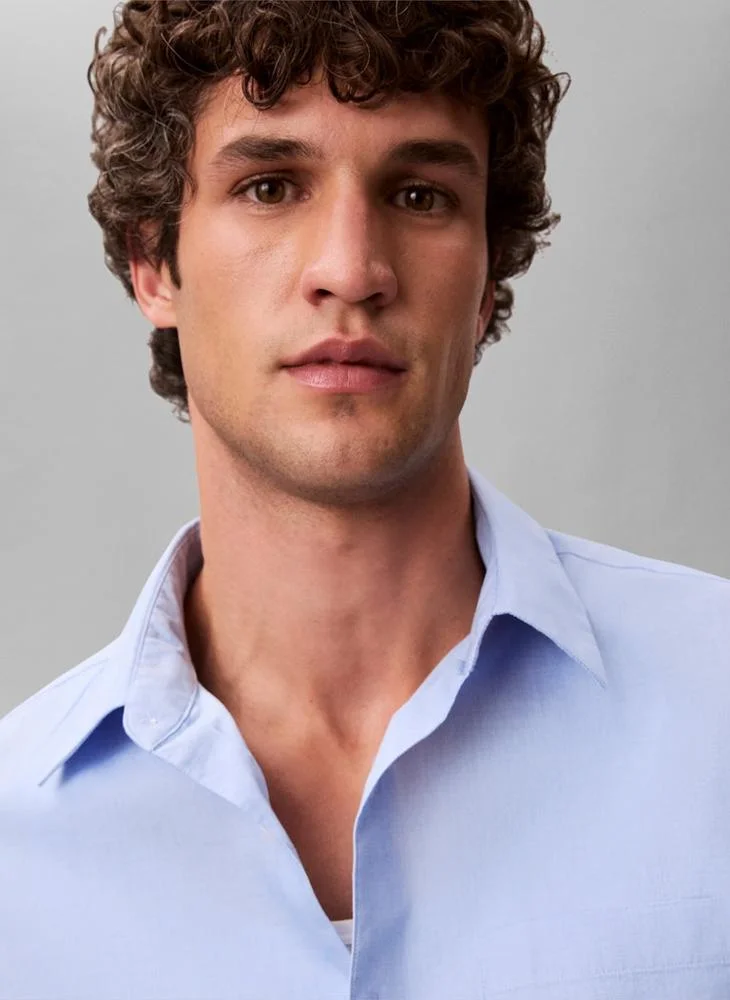 Calvin Klein Marina Cotton Poplin Classic Button-Down Shirt for Men | Best Price UAE