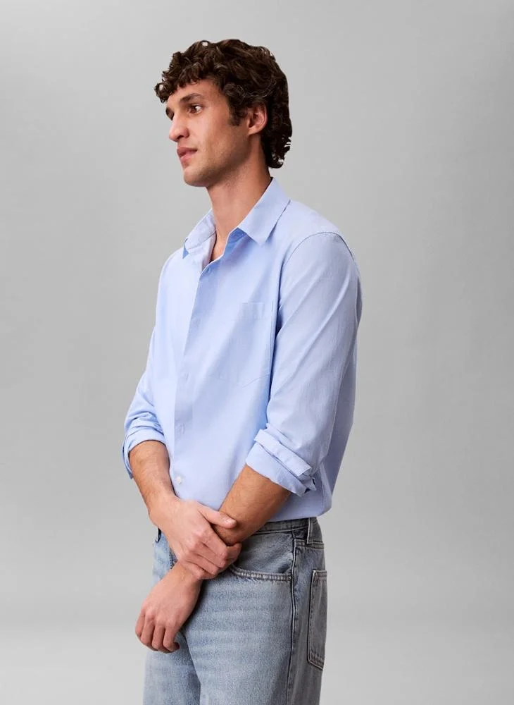Calvin Klein Marina Cotton Poplin Classic Button-Down Shirt for Men | Best Price UAE