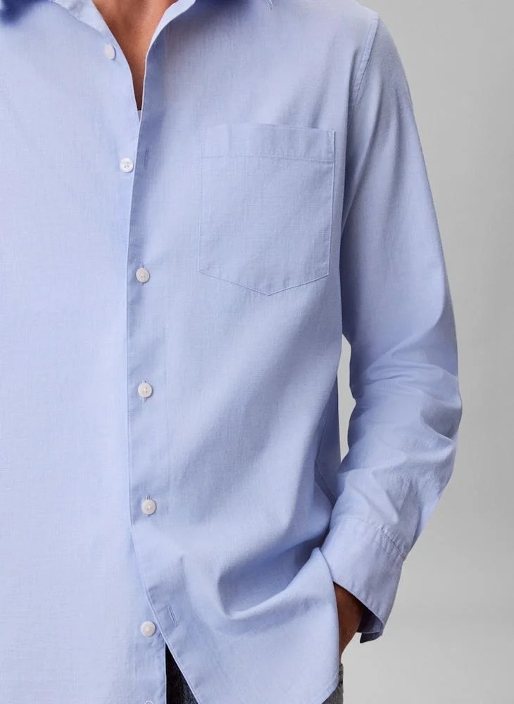Calvin Klein Marina Cotton Poplin Classic Button-Down Shirt for Men | Best Price UAE