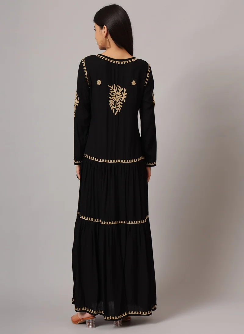 الايا جلابية قطن لكناوي شيكانكاري مطرزة يدوياً-AL3942
