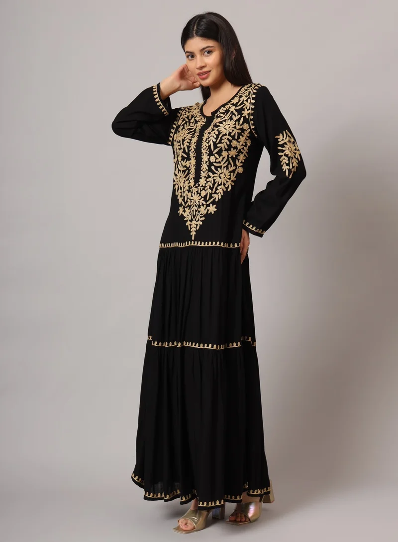 الايا جلابية قطن لكناوي شيكانكاري مطرزة يدوياً-AL3942
